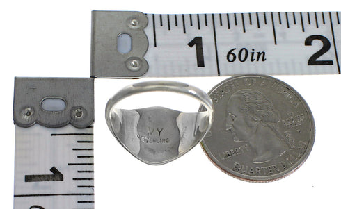 Southwest Turquoise Inlay Sterling Silver Ring Size 6-1/4 QX84098